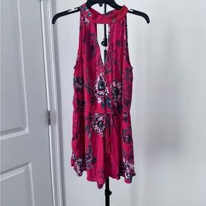 Band of Gypsies Pink Floral Sleeveless Blouse